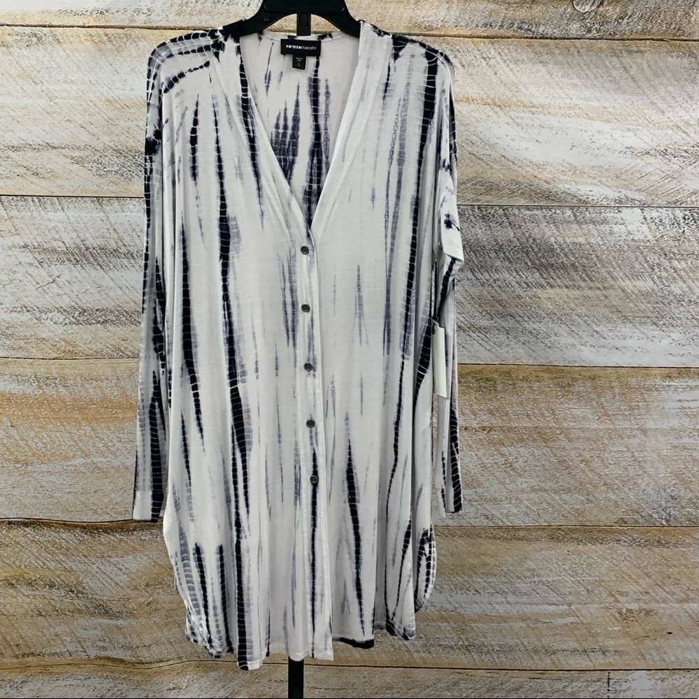 Fifteen Twenty t shirt knit cardigan duster tiedye